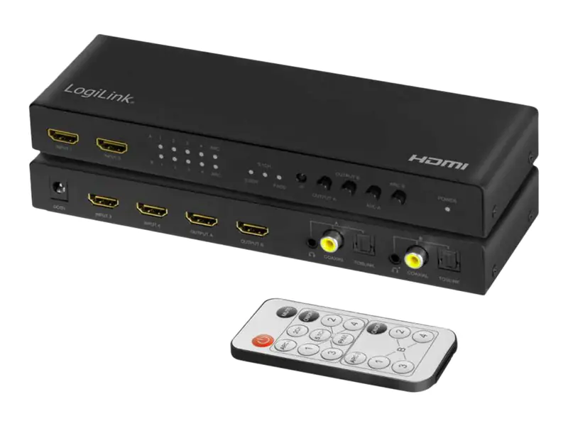 LogiLink 4K 4x2 HDMI Matrix Switch - Video/Audio-Schalter - Desktop