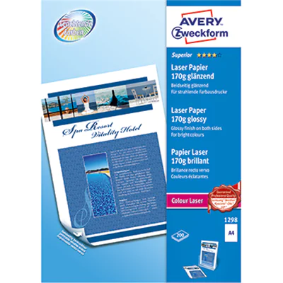 Avery Zweckform Farblaserpapier 1298 A4 beids. gl. 170g 200 Bl./Pa