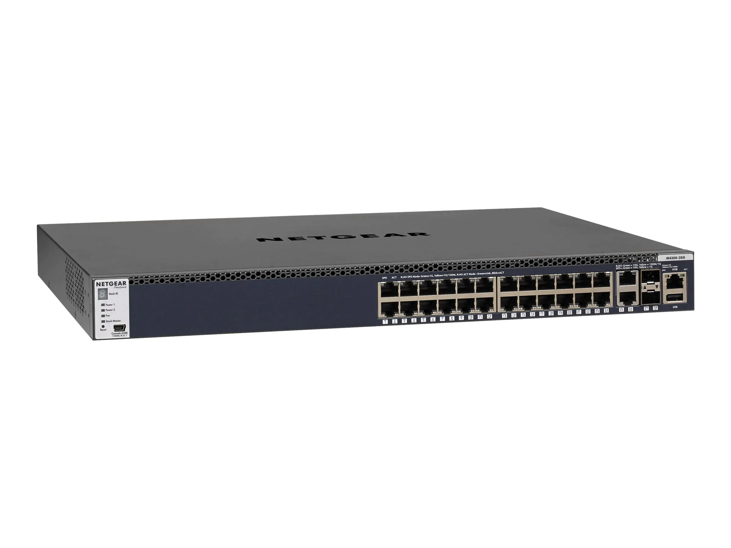 NETGEAR M4300-28G - Switch - L3 - managed - 2 x 10/100/1000/10000 + 2 x 10 Gigabit SFP+ + 24 x 10/100/1000 - Luftstrom von vorne nach hinten - an Rack montierbar
