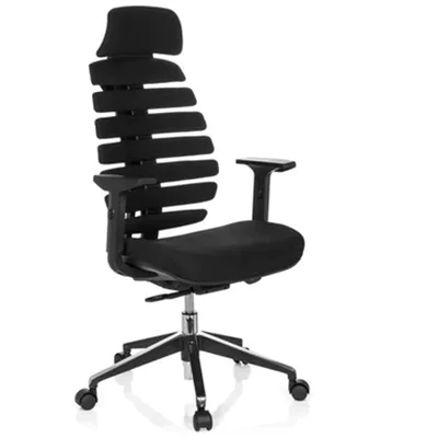 hjh OFFICE Bürodrehstuhl ERGO LINE II PRO 45-55cm Synchronmechanik Rolle hart gebremst (für Teppichboden) Aluminium, poliert schwarz