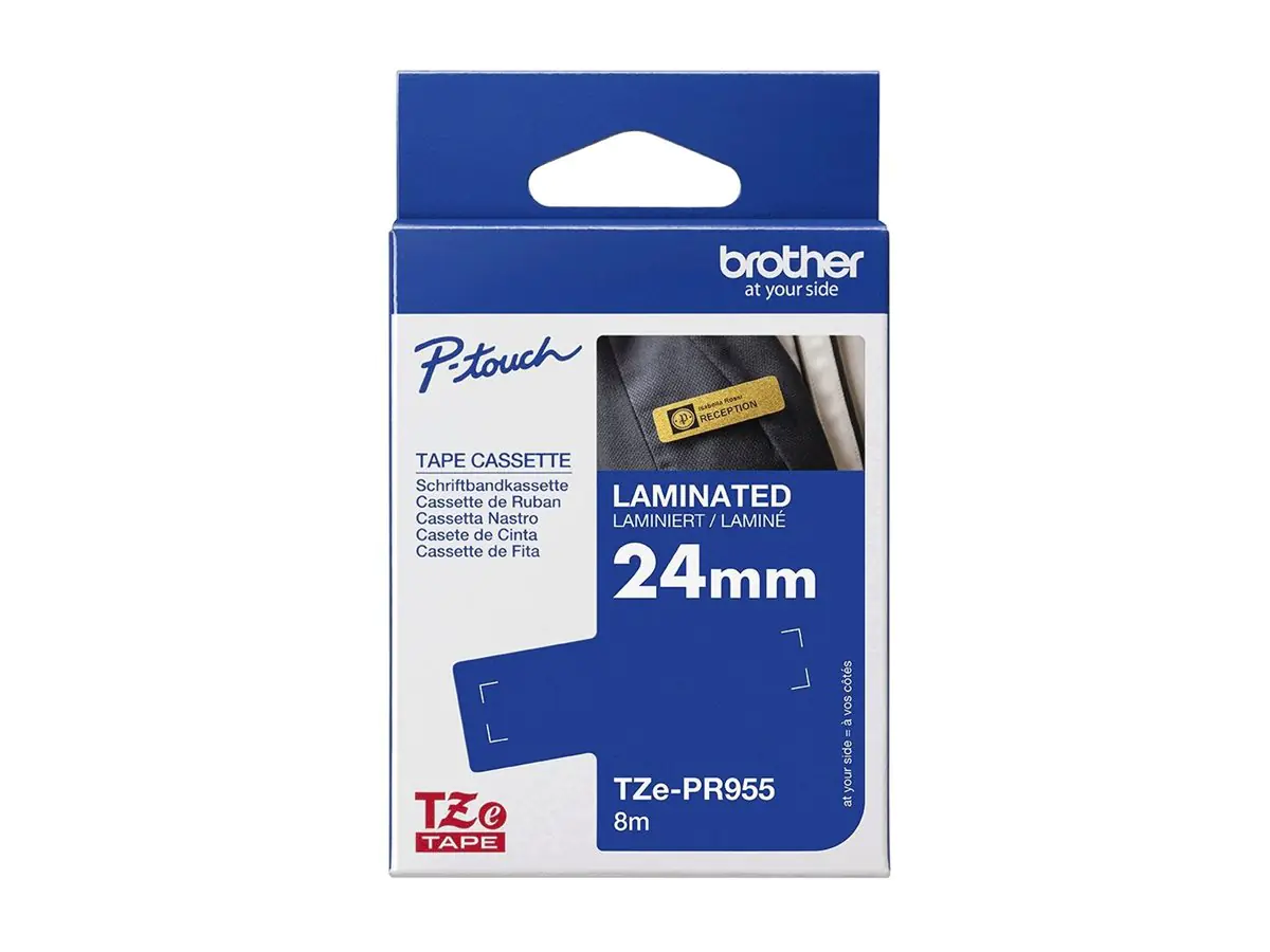 Brother TZe-PR955 - Weißer Druck auf Premium Glitter Silver - Rolle (2,4 cm x 8 m) TZEPR955