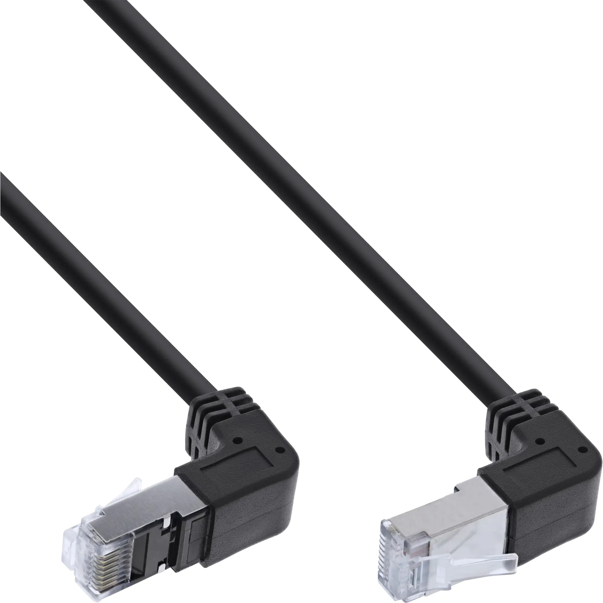 InLine - Patch-Kabel - RJ-45 (M) nach unten gewinkelt zu RJ-45 (M) nach oben gewinkelt - 2 m - SFTP, PiMF - CAT 6 - ohne Haken, verseilt - Schwarz