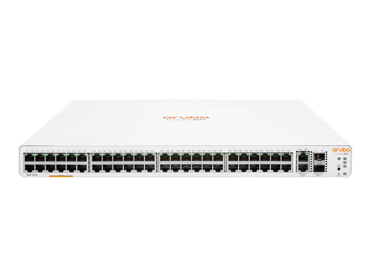 HPE Networking Instant On 1960 48G 2XGT 2SFP+ Switch - Switch - L2+ - Smart - 48 x 10/100/1000 + 2 x 10 Gigabit SFP+ + 2 x 10 Gigabit Ethernet - Desktop, an Rack montierbar
