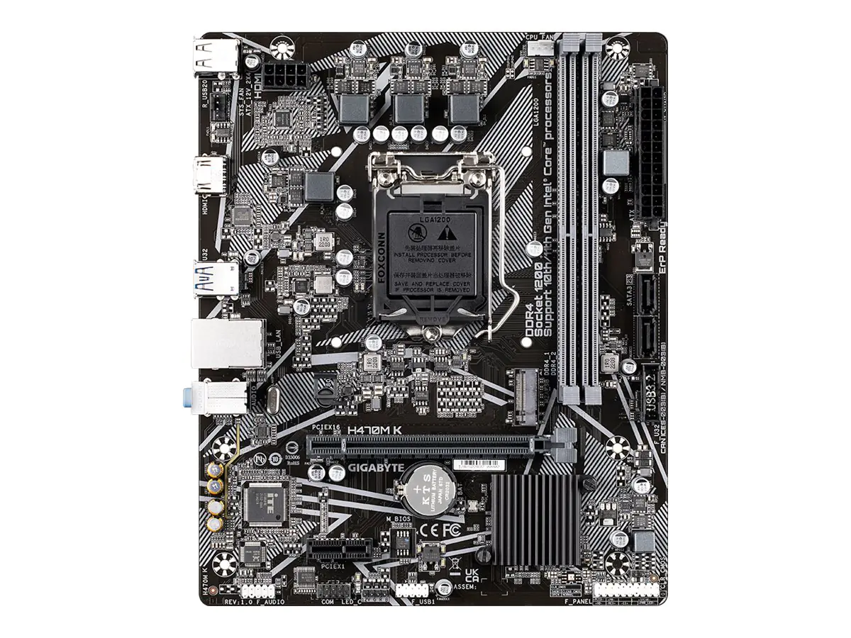 Gigabyte H470M K - 1.0 - Motherboard - micro ATX - LGA1200-Sockel - H470 Chipsatz - USB 3.2 Gen 1 - Gigabit LAN - Onboard-Grafik (CPU erforderlich) - HD Audio (8-Kanal)