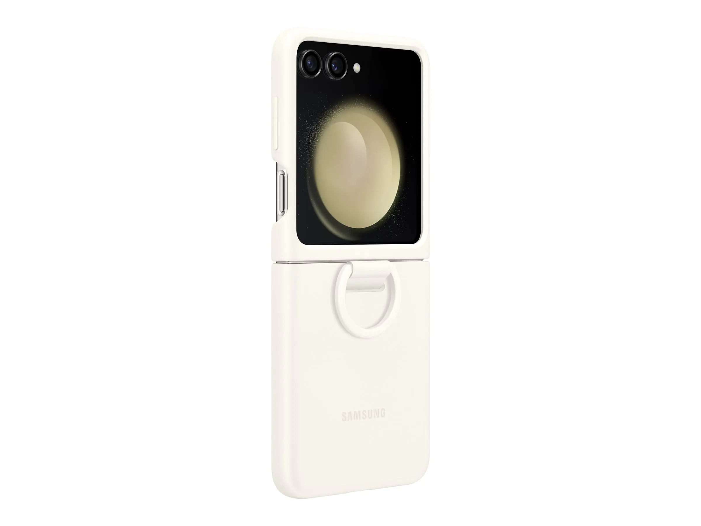Samsung EF-PF731 - Hintere Abdeckung für Mobiltelefon - mit Ring - Silikon - Cremefarben - für Galaxy Z Flip5