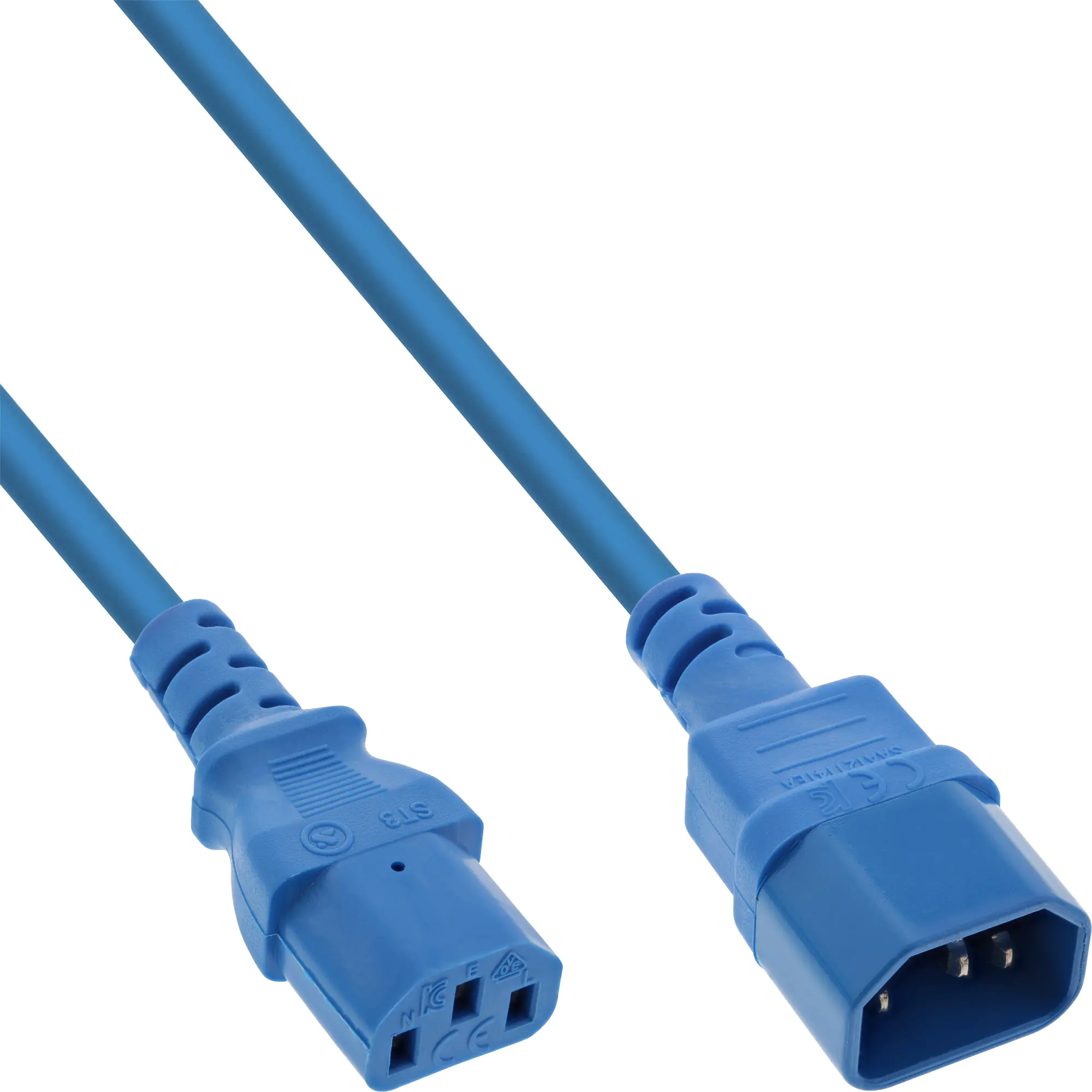 InLine Kaltgeräteverlängerung - C13 auf C14 - blau - 1,5m 16504B