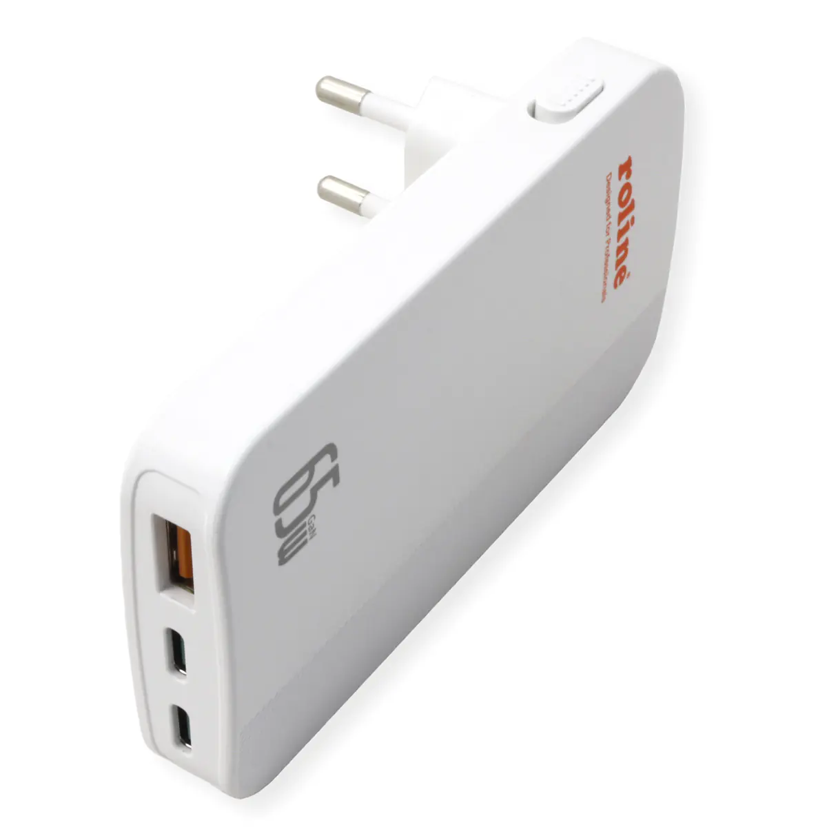 ROLINE USB Reiseladegerät Ultraduenn flach 2xC+1xA - 65.000 W