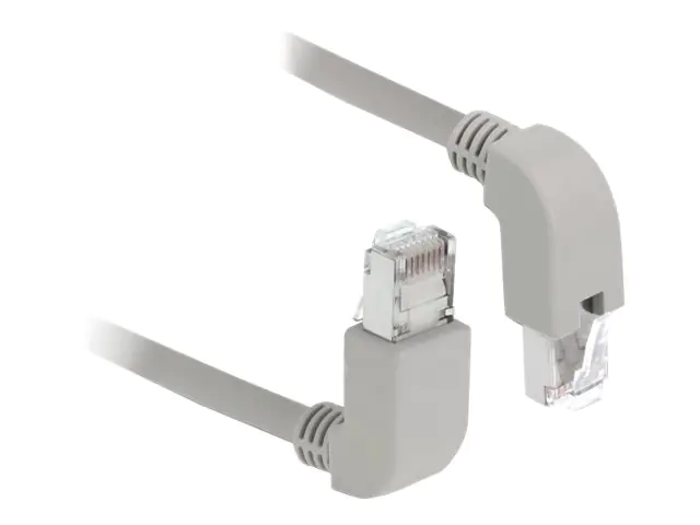Delock - Patch-Kabel - RJ-45 (M) nach oben gewinkelt zu RJ-45 (M) nach unten gewinkelt - 2 m - S/FTP - CAT 6a - geschirmt, halogenfrei - Grau