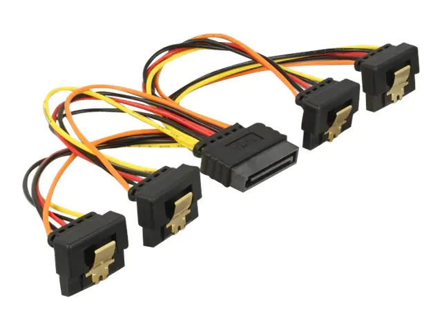 Delock - Netz-Splitter - SATA-Stromstecker (S) eingerastet zu SATA-Stromstecker (R) nach unten gewinkelt - 3.3 / 5 / 12 V - 15 cm - Schwarz, Gelb, Rot, orange