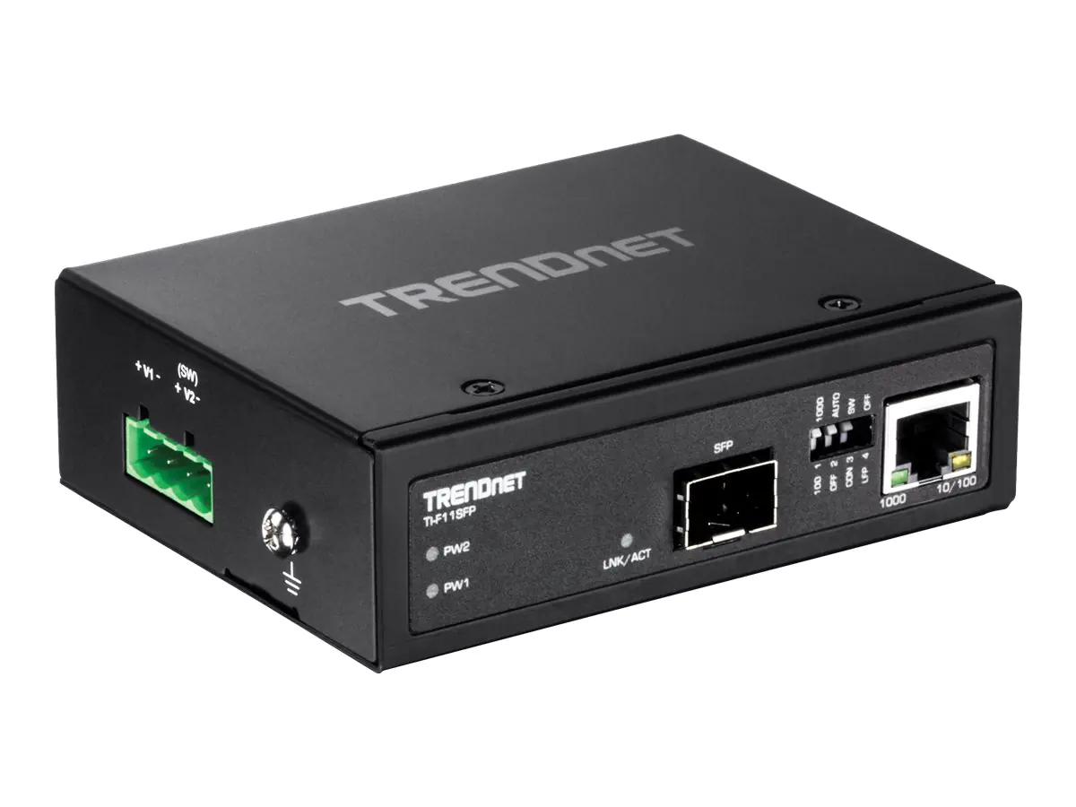Trendnet TI-F11SFP - Medienkonverter - 1GbE - 10Base-T, 100Base-TX, 1000Base-T - RJ-45 / SFP (mini-GBIC) - TAA-konform