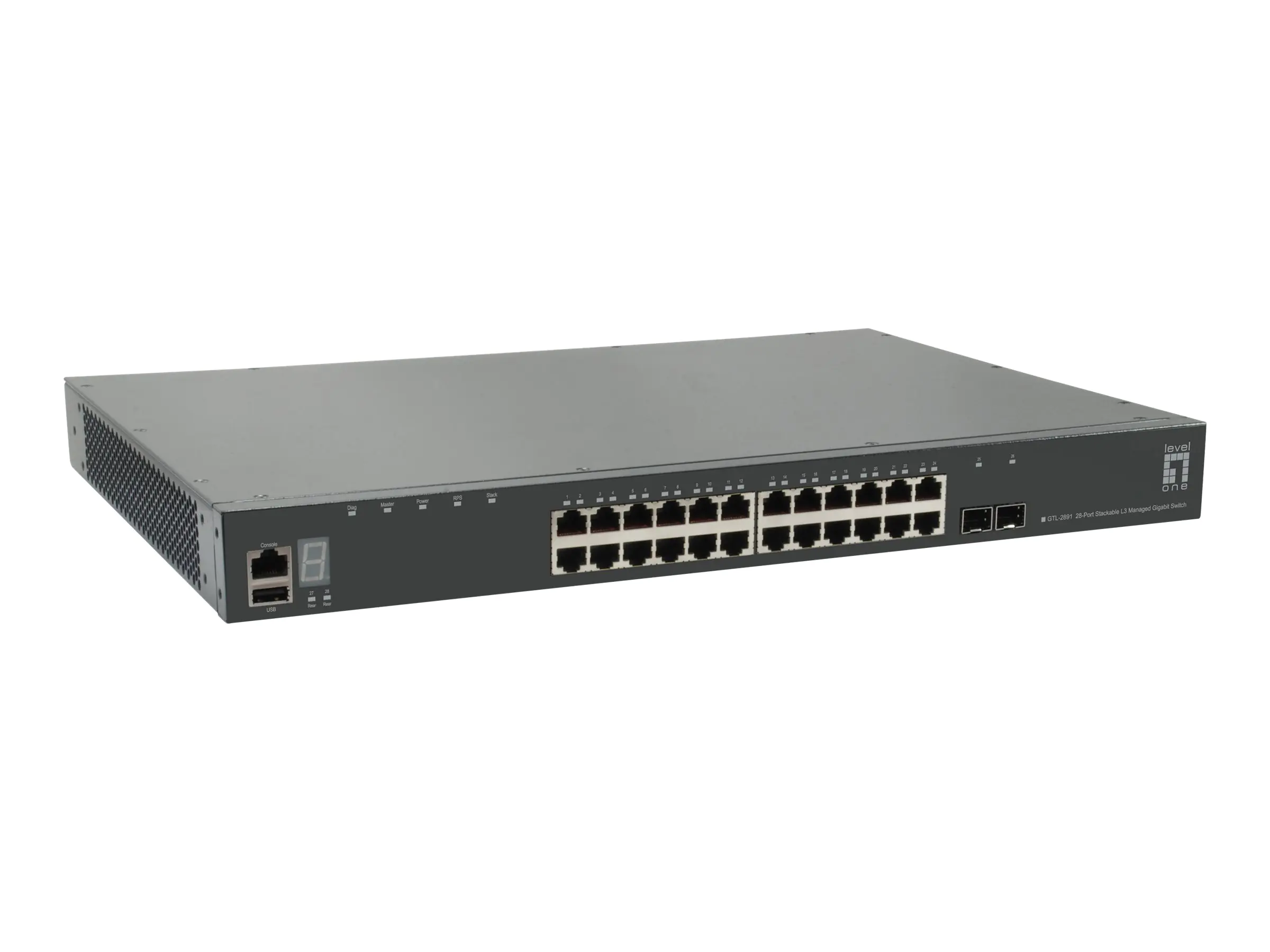 LevelOne GTL-2891 - Switch - L3 - managed - 24 x 10/100/1000 + 2 x 10 Gigabit SFP+ (Uplink) - an Rack montierbar