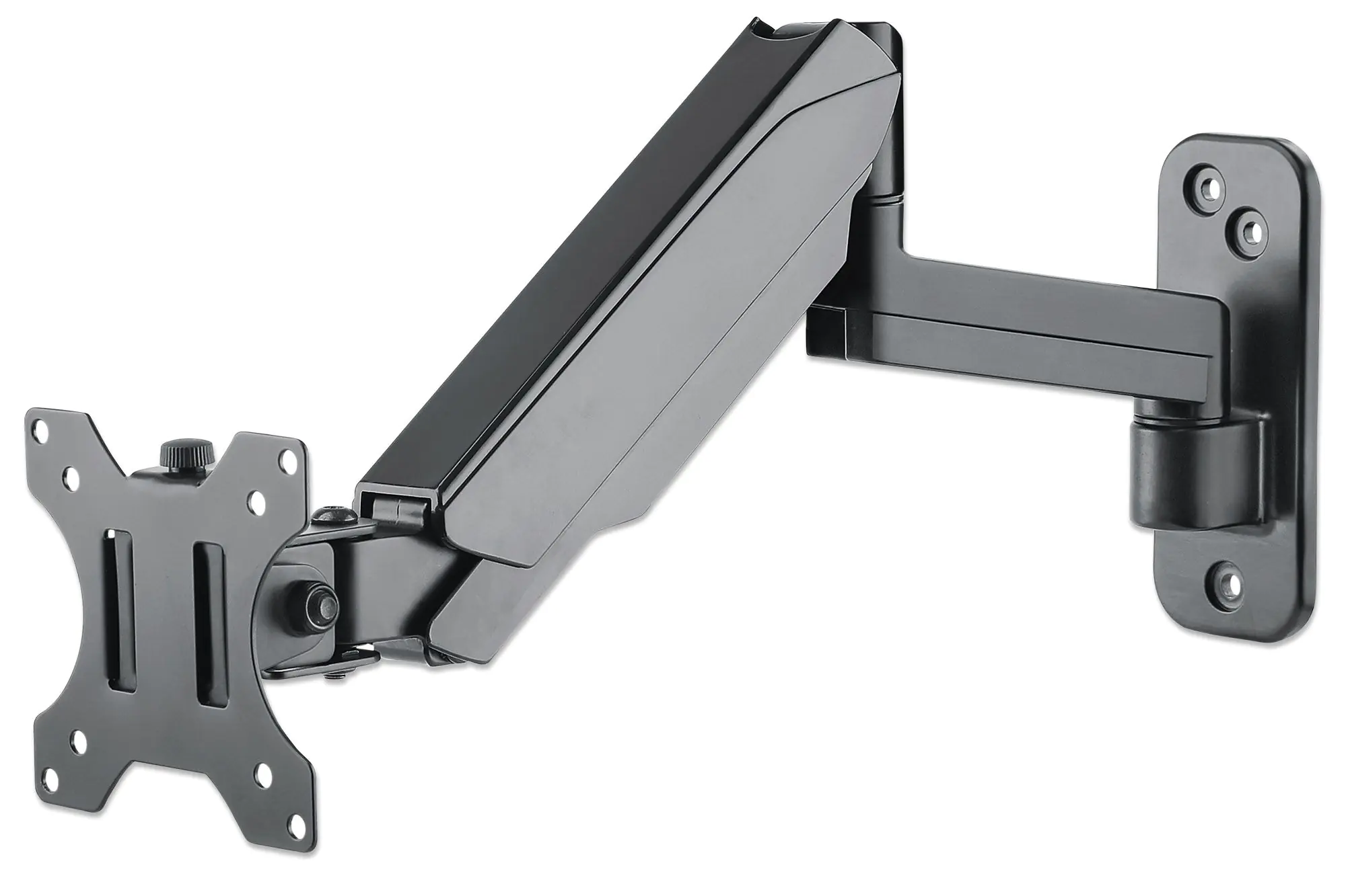 Manhattan TV & Monitor Mount, Wall, Spring Arm, 1 screen, Screen Sizes: 17-32", Black, VESA 75x75 to 100x100mm, Max 8kg, Height Adjustable Swivel Arm (3 pivots), Lifetime Warranty - Klammer - für LCD TV - Kunststoff, Aluminium, Stahl - Bildschirmgröße: 43