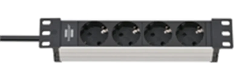 Brennenstuhl 1390007004 - 2 m - 4 AC-Ausgänge - Indoor - IP20 - Schwarz - Silber - 85 mm
