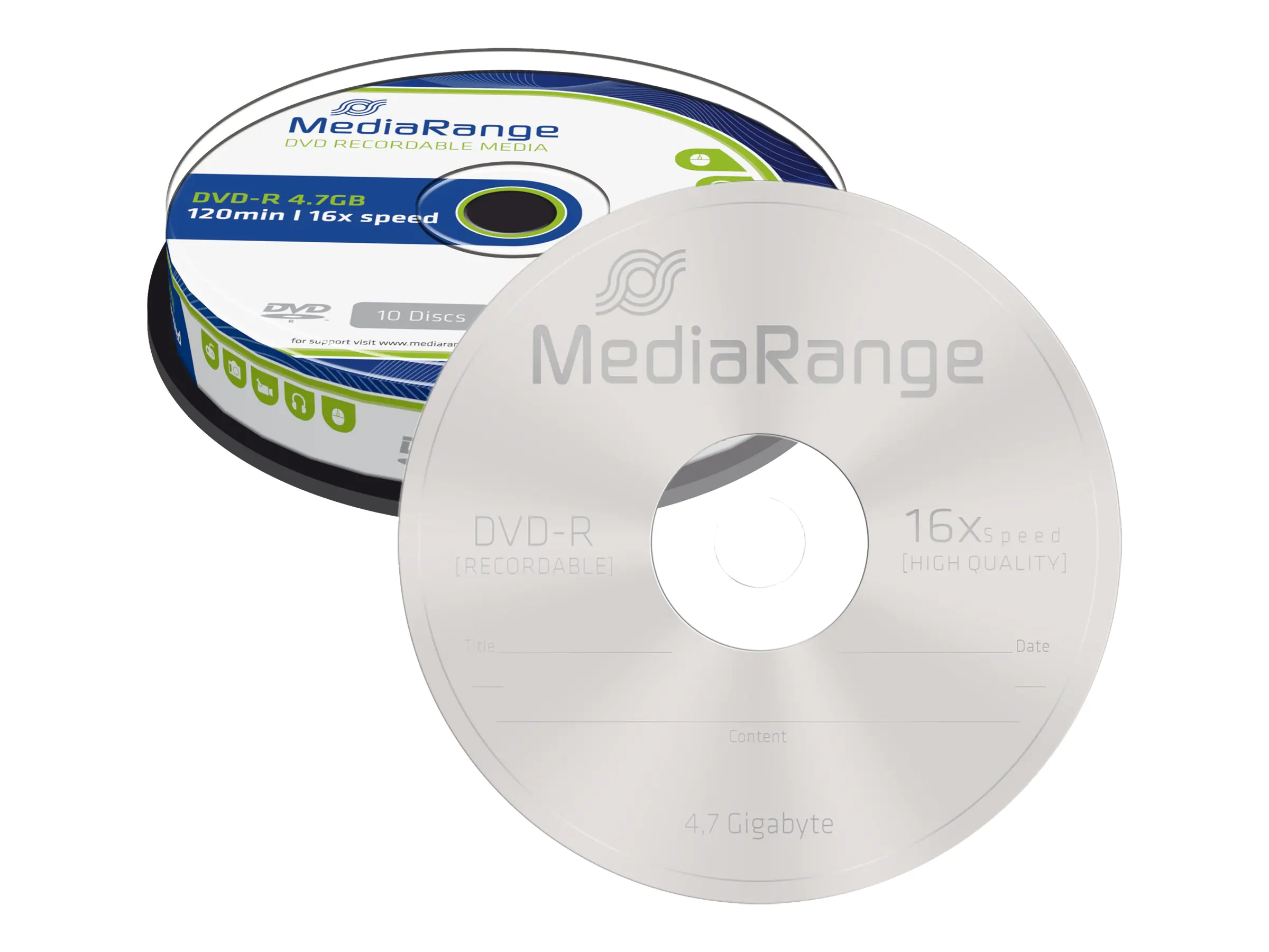 MediaRange - 10 x DVD-R - 4.7 GB (120 Min.) 16x - Spindel