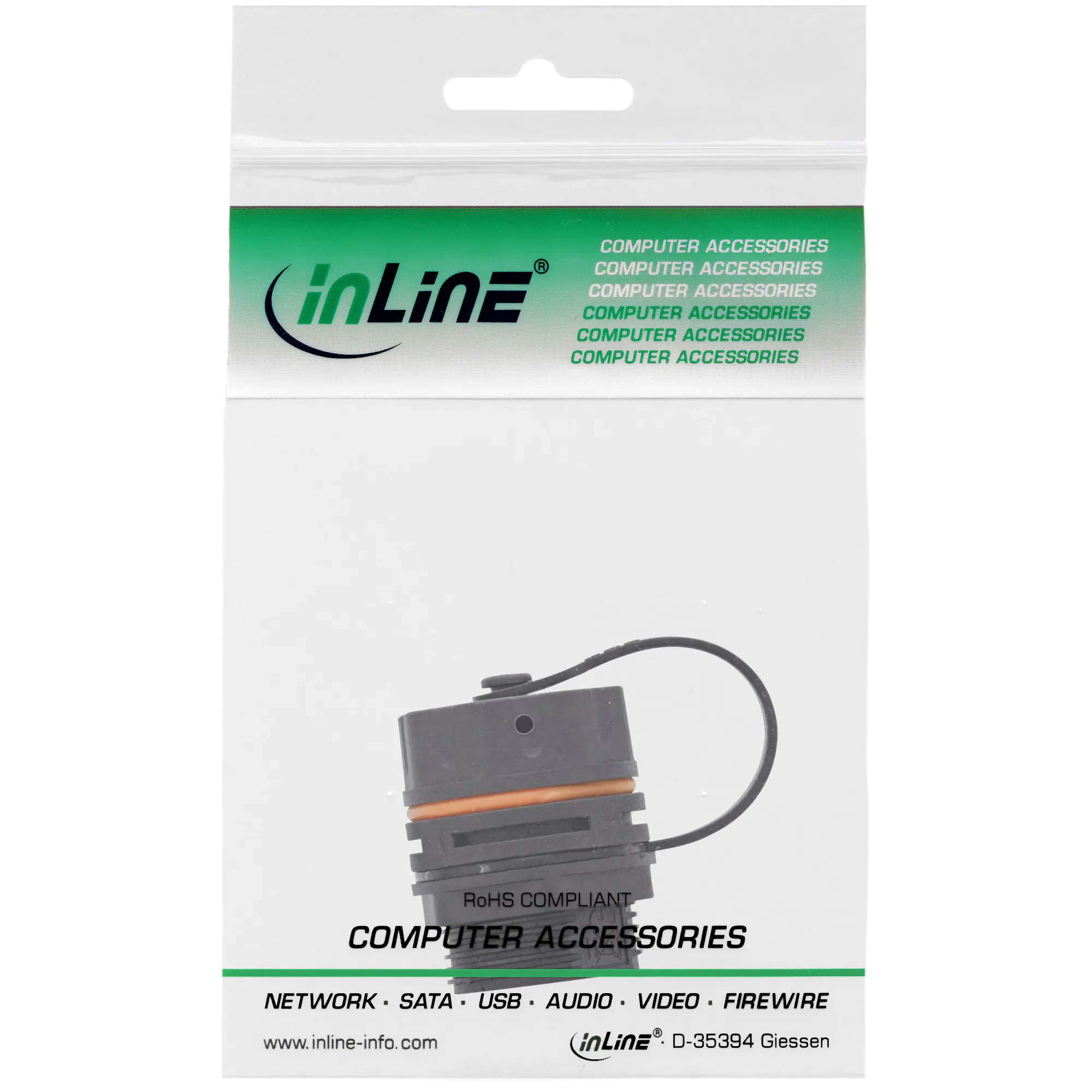 InLine Patchkabelkupplung - RJ45 Cat.6A - IP68 - für Industrie - mit Staubkappe 699990U