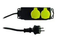 REV - Steckdosenleiste - Wechselstrom 250 V - 3500 Watt - Ausgangsanschlüsse: 2 - 1.4 m Schnur - Schwarz, Gelb