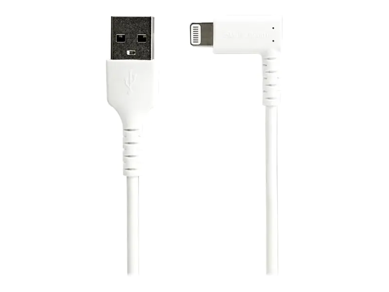 StarTech 1m USB-A auf Lightning-Kabel - 90° rechtwinkliges USB Typ-A auf Ladekabel - Synchronisationskabel - Apple MFi-zertifiziert iPad/iPhone 12 - Weiß (RUSBLTMM1MWR) - Lightning-Kabel - Lightning männlich gewinkelt zu USB männlich - 1 m - Doppelisolier