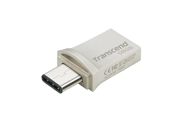 Transcend JetFlash 890 - USB-Flash-Laufwerk - 128 GB - USB 3.1 Gen 1 / USB-C - Silber
