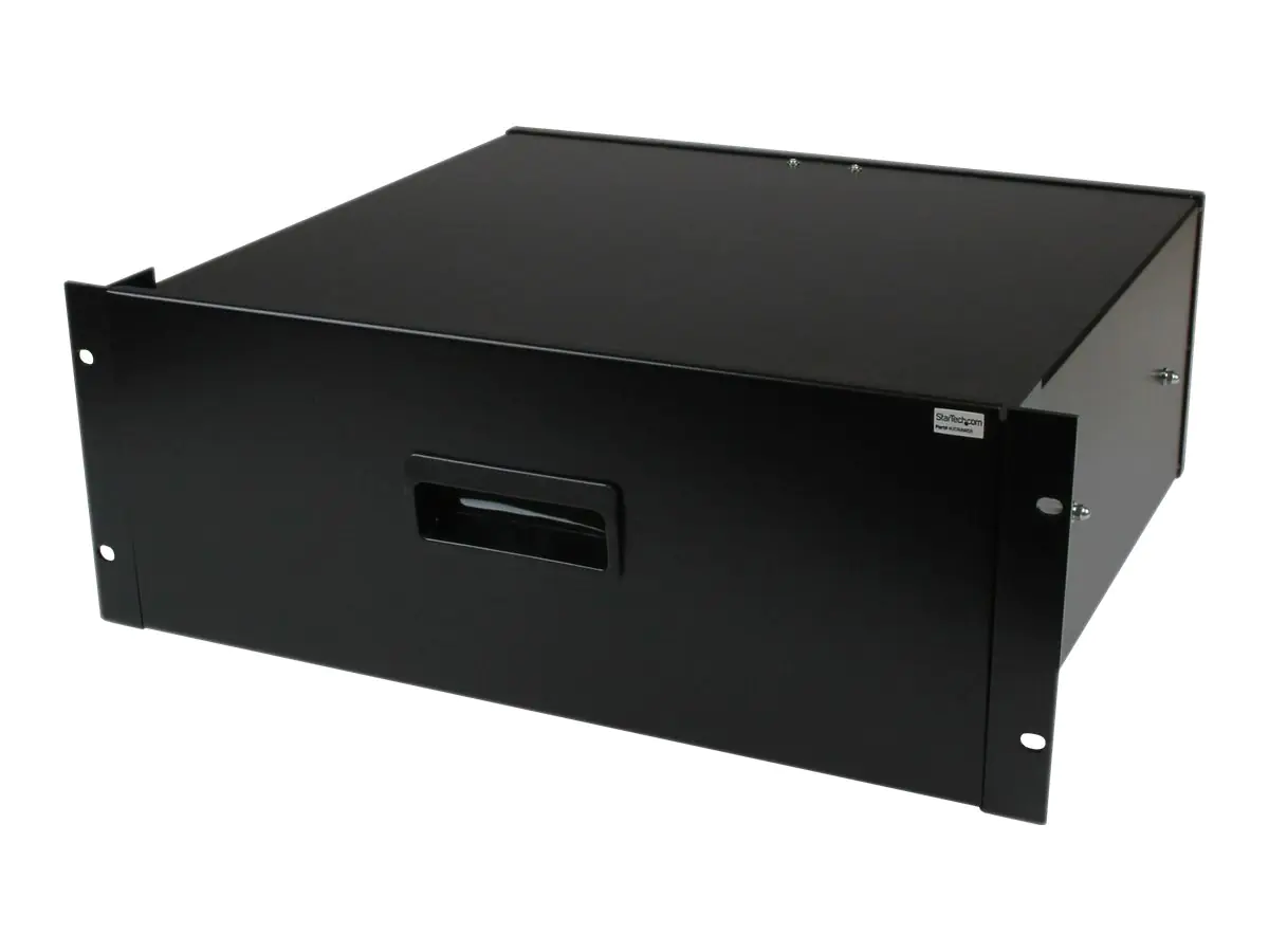 StarTech 4HE Rackschublade aus Stahlblech in Schwarz - Schublade für 19 Rack oder Serverschrank - Rack Storage Drawer - 4U - für P/N: CABSCRWS1224, RK2537BKM, RK3236BKF, RK4236BKB, RK4242BK24, RK4242BK30, RKQMCAB12V2