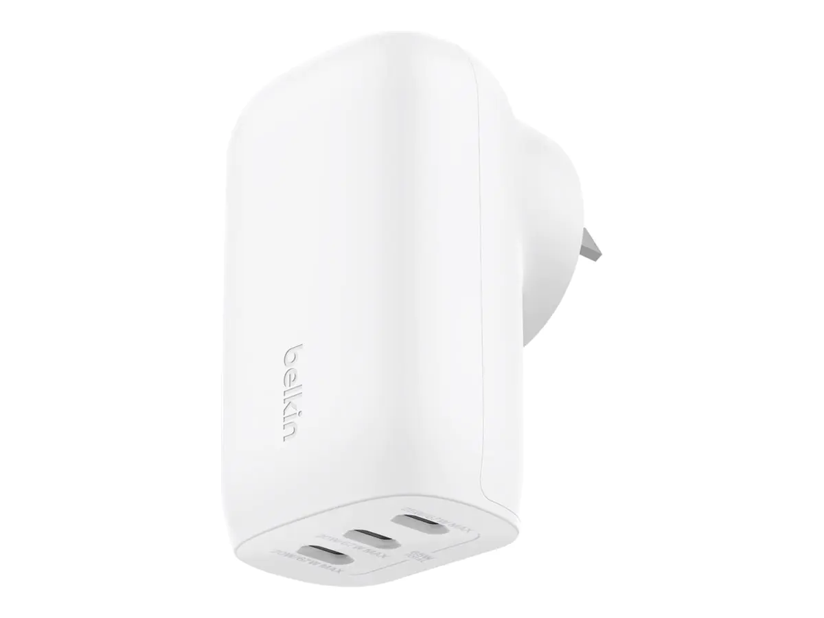 Belkin BoostCharge - Netzteil - PPS Technology - 67 Watt - 3.25 A - Power Delivery 3.1, PD 3.0, Fast Charge - 3 Ausgabeanschlussstellen (24 pin USB-C) - weiß