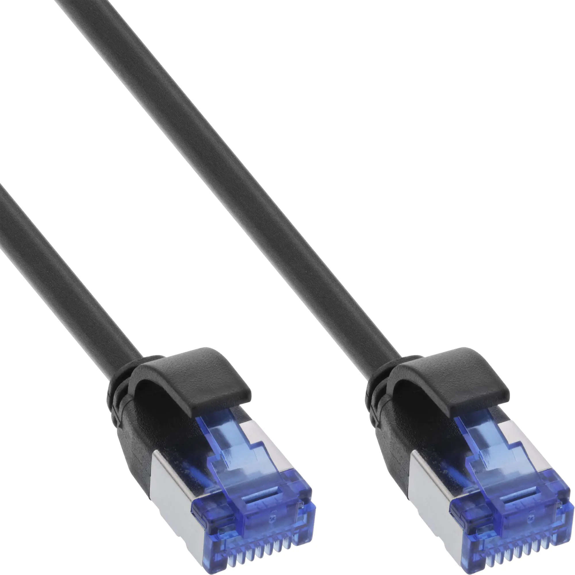 InLine - Patch-Kabel - RJ-45 (M) zu RJ-45 (M) - 3 m - 4.1 mm - S/FTP, PiMF - CAT 6a - IEEE 802.3bt - halogenfrei, ohne Haken, schmal, flexibel - Schwarz