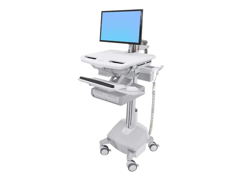 Ergotron Cart with LCD Arm, LiFe Powered, 2 Drawers - Wagen - offene Architektur - für LCD-Display / PC-Ausrüstung - verriegelbar - Aluminium, verzinker Stahl, hochwertiger Kunststoff - Bildschirmgröße: bis zu 61 cm (bis zu 24 Zoll) SV44-12A2-2