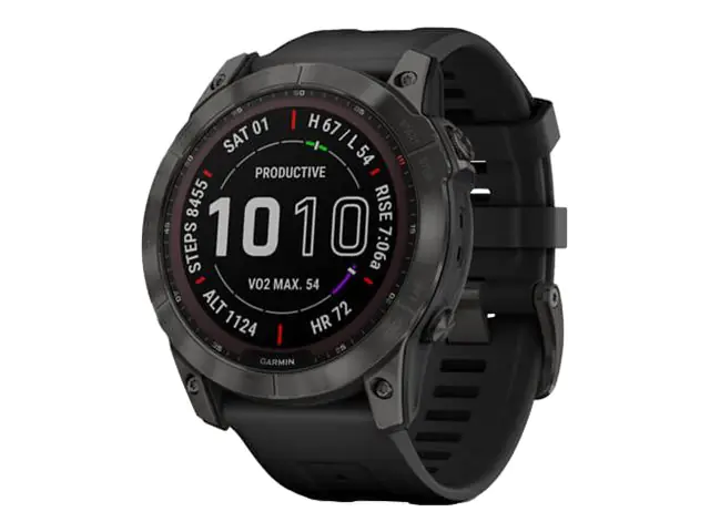 Garmin fenix 7X Sapphire Solar - 51 mm - Titanium Black DLC - Sportuhr mit Band - Silikon - schwarz
