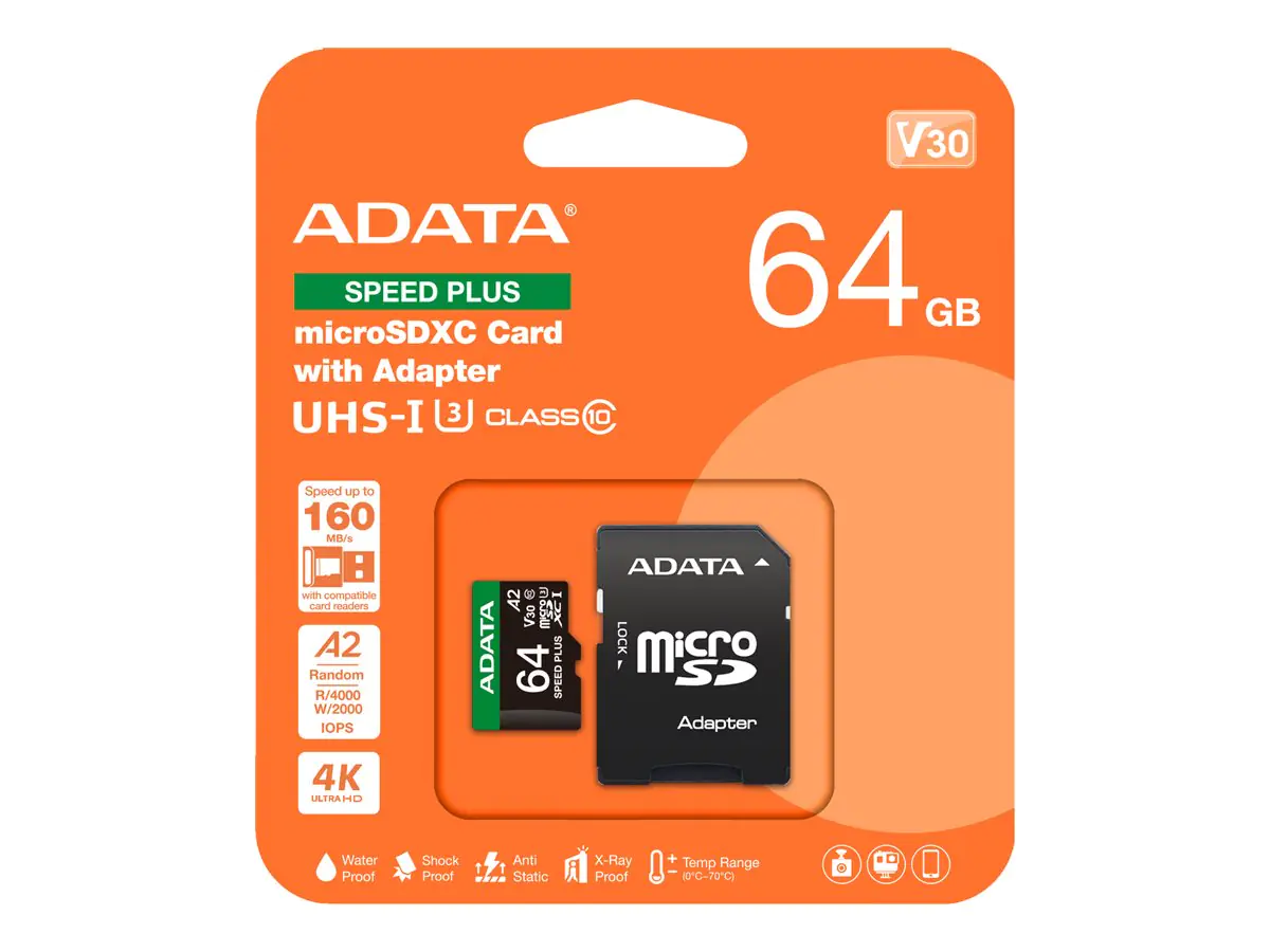 ADATA microSD 64GB Speed Plus UHS-I U3+ Adapter