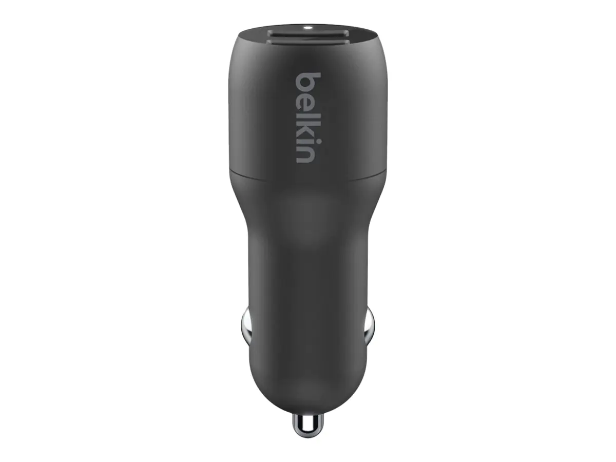 Belkin BoostCharge Dual Charger - Auto-Netzteil - 24 Watt - 4.8 A - 2 Ausgabeanschlussstellen (USB) - auf Kabel: Lightning - Schwarz