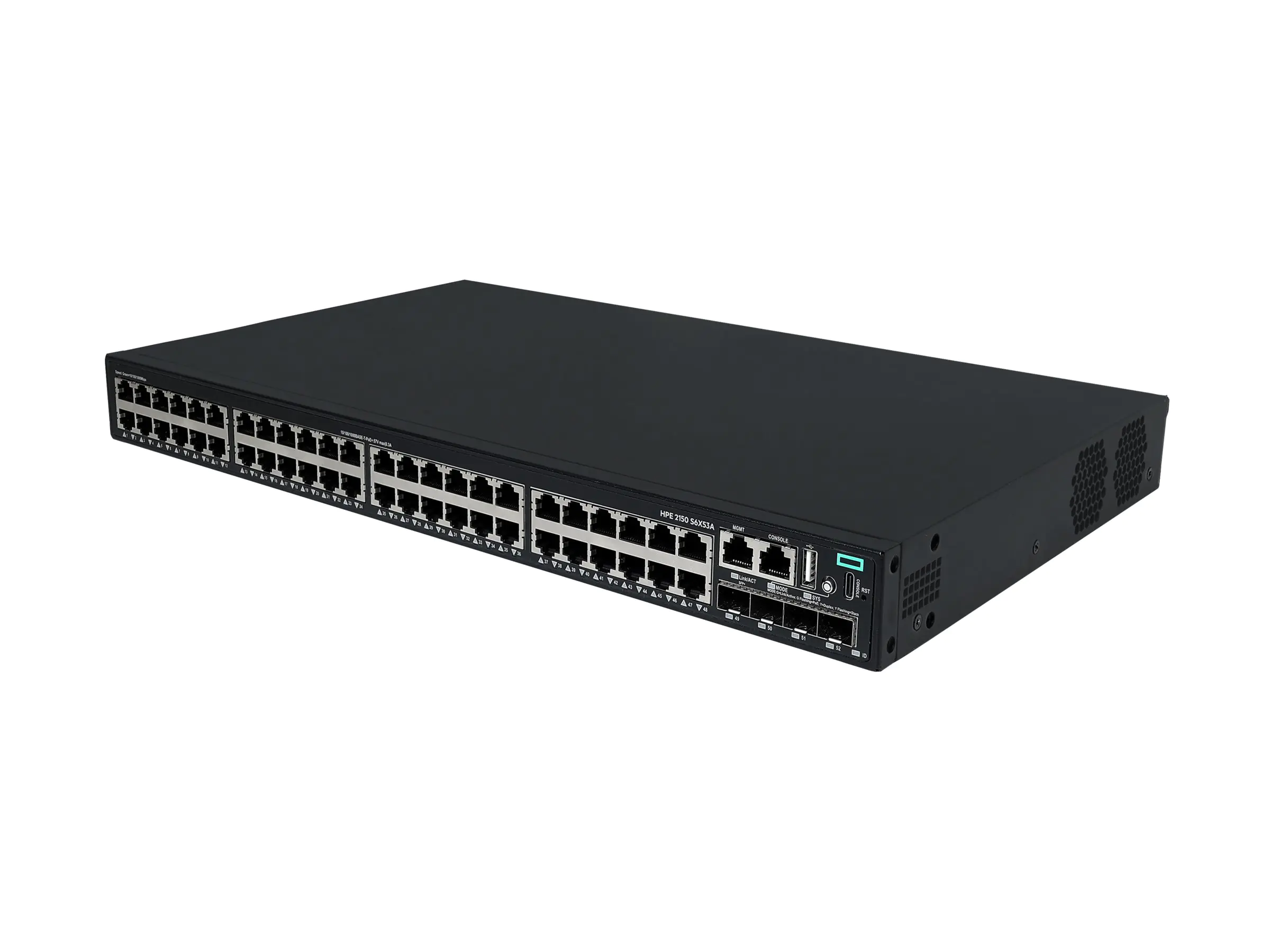 HPE Networking Comware 2150 48p 10M/100M/1G PoE+ 4p SFP+ 1G/10G 390W - Switch - L3 - managed - 48