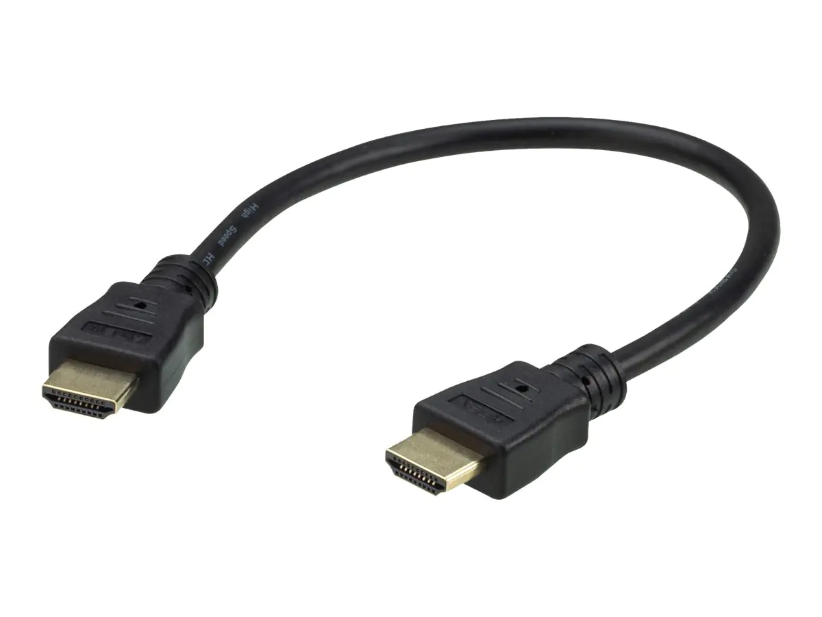ATEN 2L-7DA3H - Highspeed - HDMI-Kabel mit Ethernet - HDMI männlich zu HDMI männlich - 30 cm - abgeschirmt - Schwarz - 4K Unterstützung - für ATEN VM5808HA; VanCryst VM0808HA, VM5404H, VS0801H