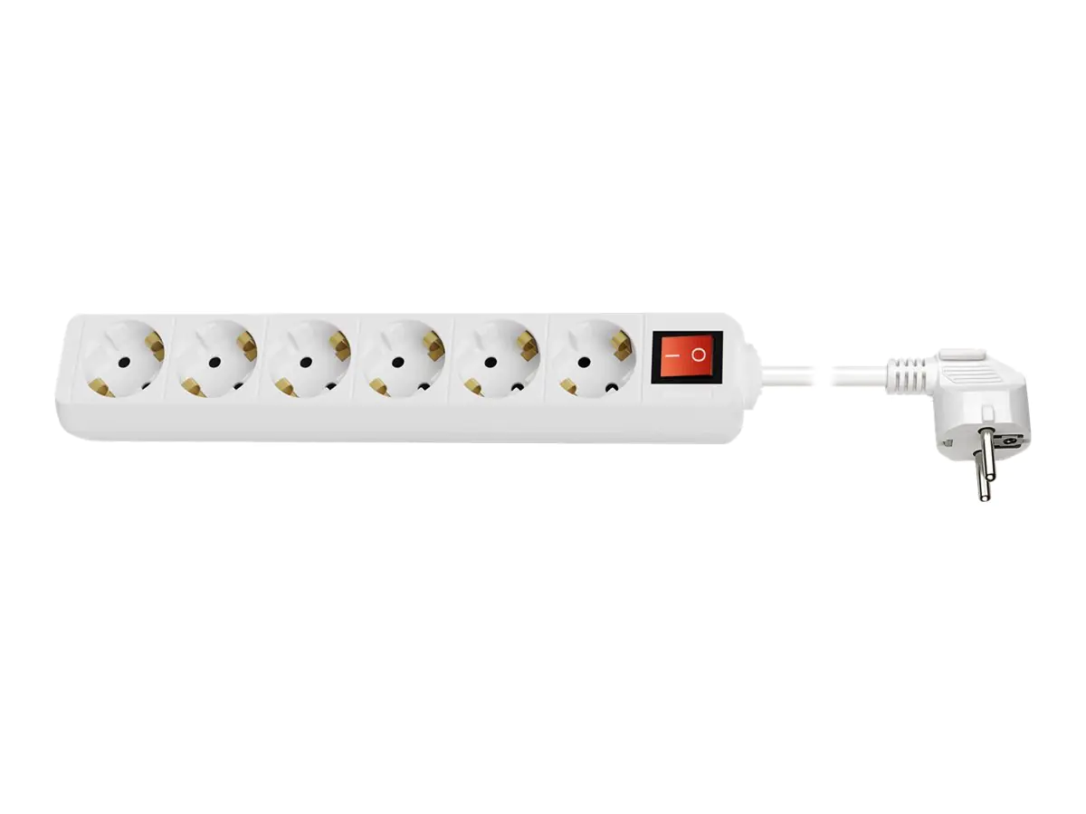goobay - Steckdosenleiste - Wechselstrom 230 V - 3680 Watt - Eingabe, Eingang CEE 7/7 - Ausgangsanschlüsse: 6 (CEE 7/4) - 5 m Schnur - weiß