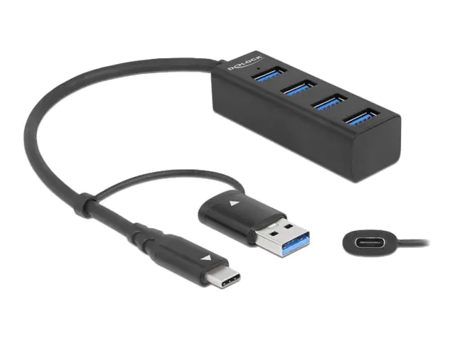 Delock - Hub - 4 x USB 3.2 Gen 1 + 1 x USB-C 3.2 Gen 1 - Desktop