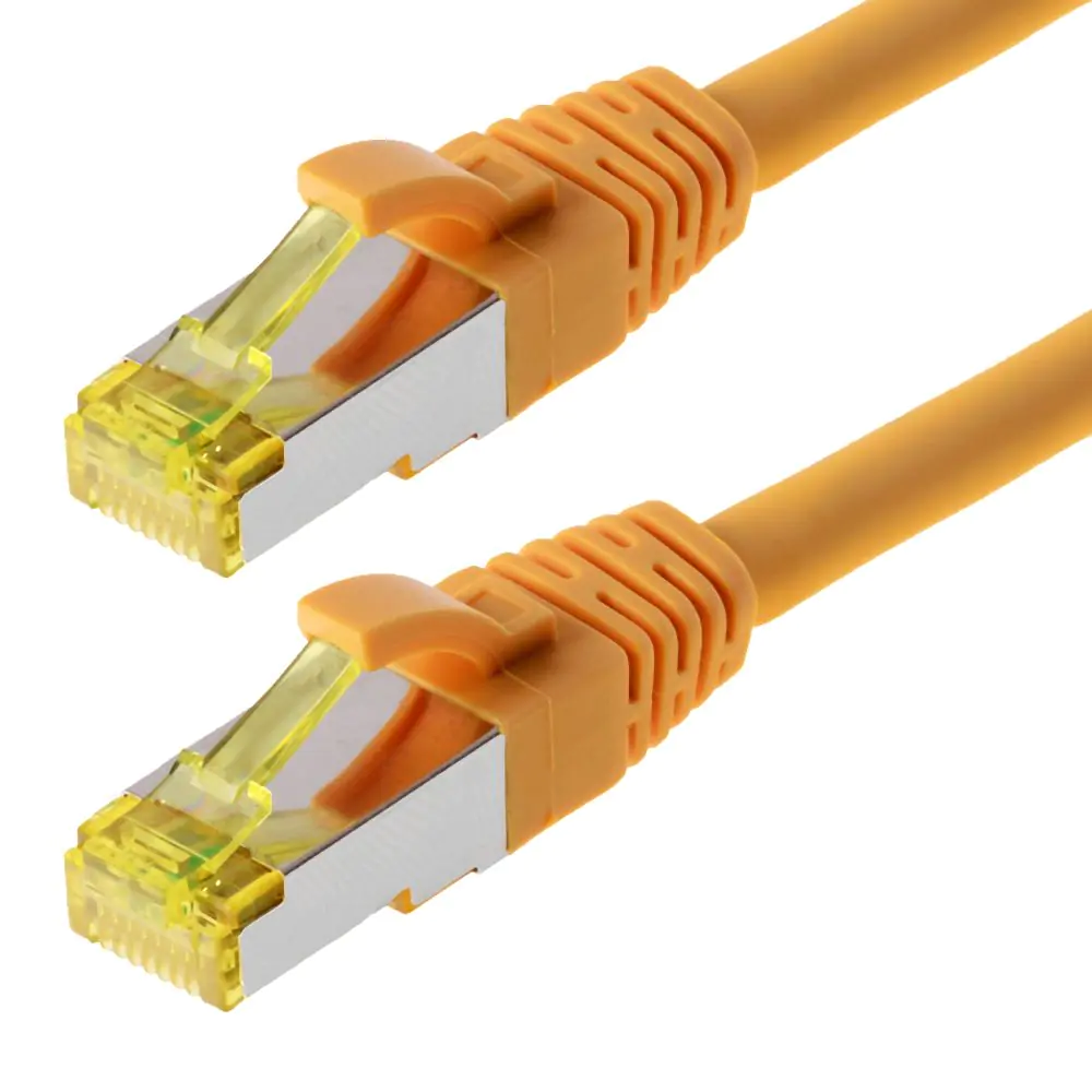 Patchkabel DRAKA S/FTP (PIMF) CAT 6A, gelb 1,5m halogenfrei, Hirose TM31 Stecker, CAT 7 Rohkabel