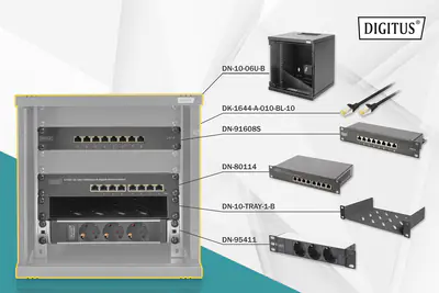 DIGITUS Netzwerk-Set 254 mm (10") - 6HE, 312 x 300 mm (B x T) DN-10-SET-1-B