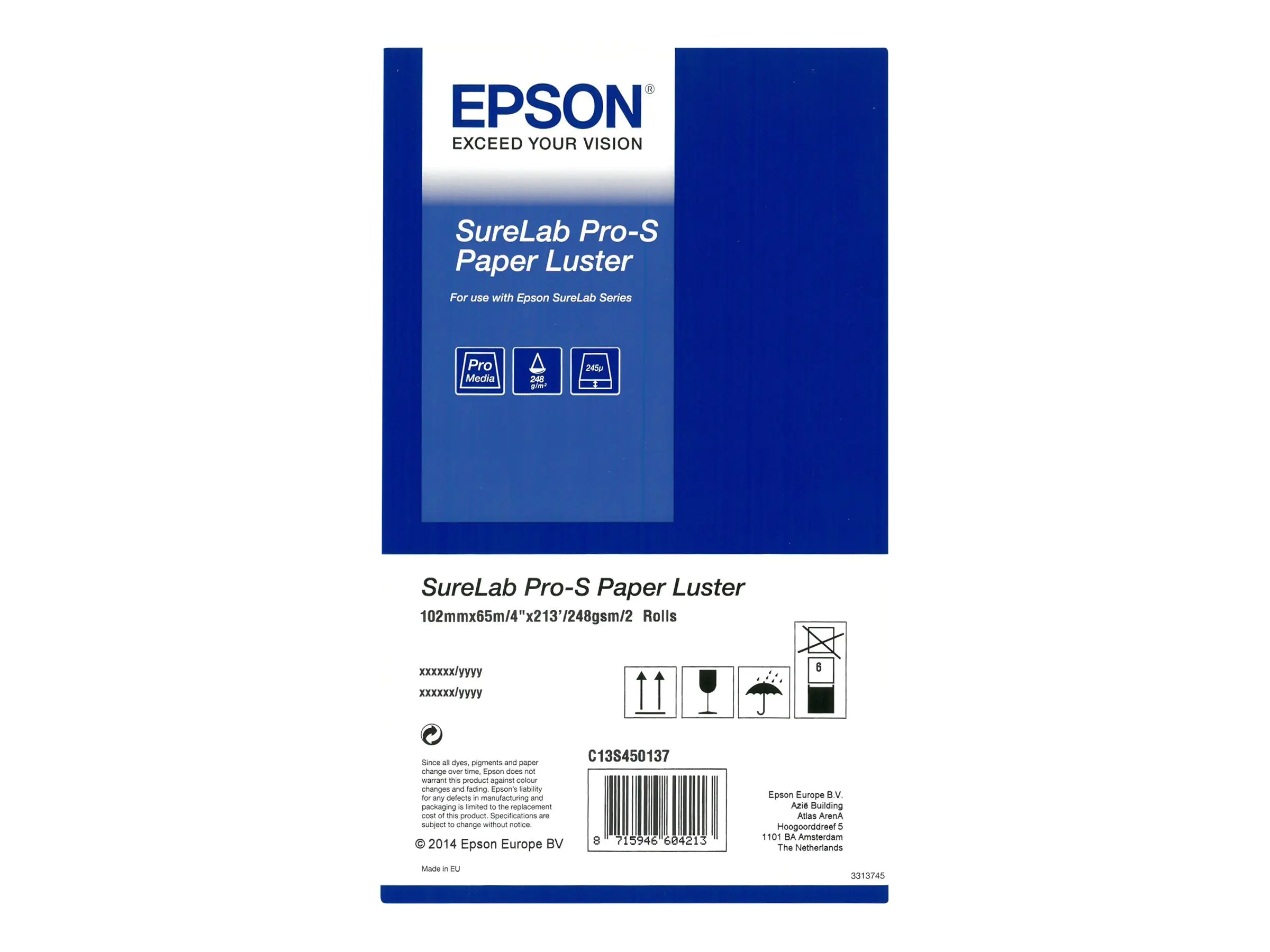 Epson SureLab Pro-S Paper Luster - Glanz - 243 Mikrometer - Rolle (10,2 cm x 65 m)