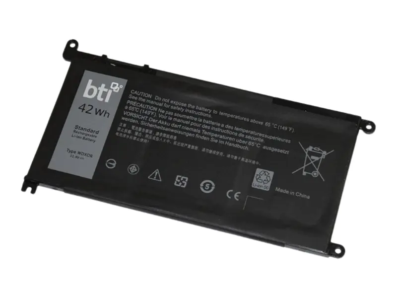 BTI WDX0R-BTI - Laptop-Batterie (gleichwertig mit: Dell WDX0R, Dell Y3F7Y) - Lithium-Polymer - 3 Zellen - 3684 mAh - 42 Wh - für Dell Inspiron 13 53XX, 15 55XX, 17 57XX; Latitude 13 3379, 3189; Vostro 14 5468, 15 5568