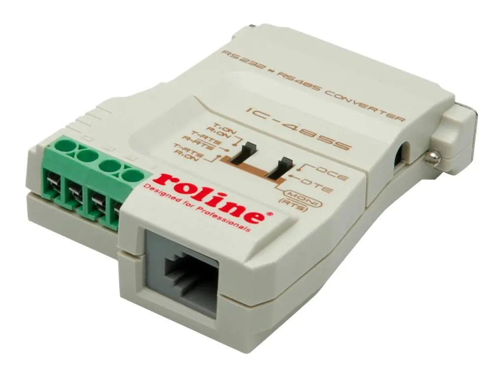 Roline - Transceiver - RS-232, RS-422, RS-485 - Serial RS-232, seriell RS-422, serielles RS-485 - RJ-11, Anschlußklemmen / D-Sub (DB-25), 25-polig - bis zu 1 km