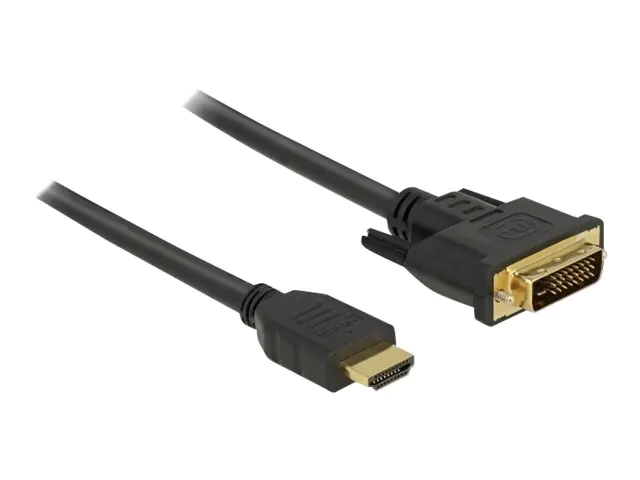 Delock - Adapterkabel - DVI-D männlich zu HDMI männlich - 2 m - Dreifachisolierung - Schwarz - Daumenschrauben