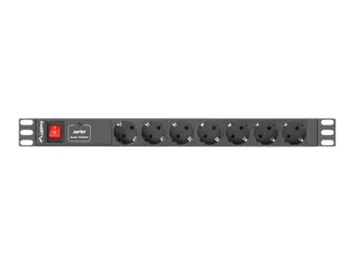 Lanberg Stromverteilungseinheit - AC 220-250 V - Eingabe, Eingang power CEE 7/7 - Ausgangsanschlüsse: 7 (Eurostecker) PDU-07F-0200-BK