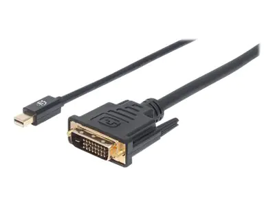 Manhattan Mini DisplayPort 1.2a to DVI-D 24+1 Cable (Clearance Pricing), 1080p@60Hz, 1.8m, Male to Male, Compatible with DVD-D, Black, Lifetime Warranty, Polybag - Adapterkabel - Mini DisplayPort (M) zu DVI-D (M) - DisplayPort 1.2a - 1.8 m - geformt, 1080