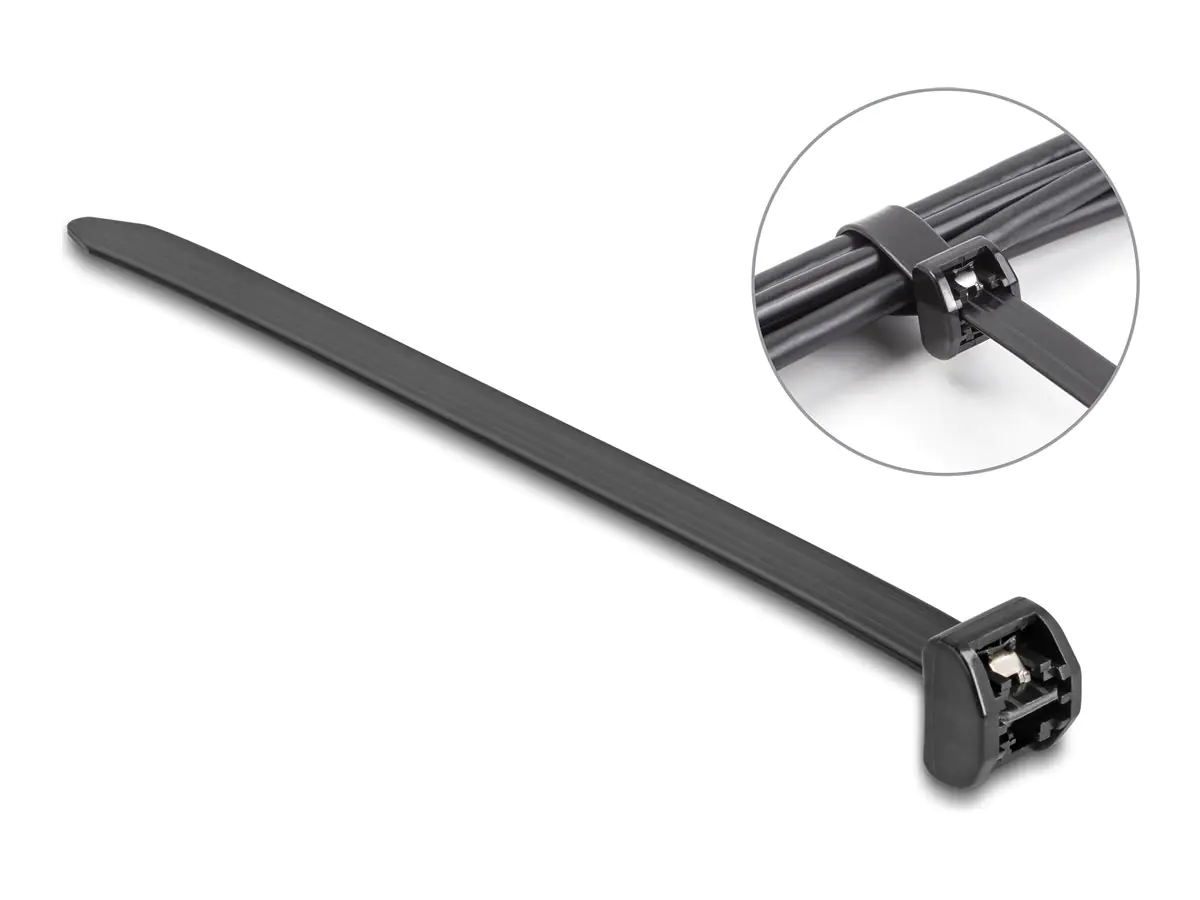 Delock Kabelbinder - mit Metalllasche - 34.3 cm - Schwarz (Packung mit 10)