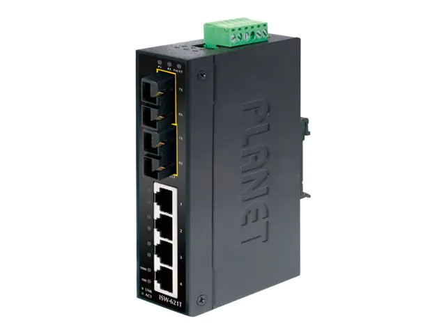 PLANET ISW-621T - Switch - 4 x 10/100 + 2 x 100Base-FX - an DIN-Schiene montierbar, wandmontierbar - Gleichstrom