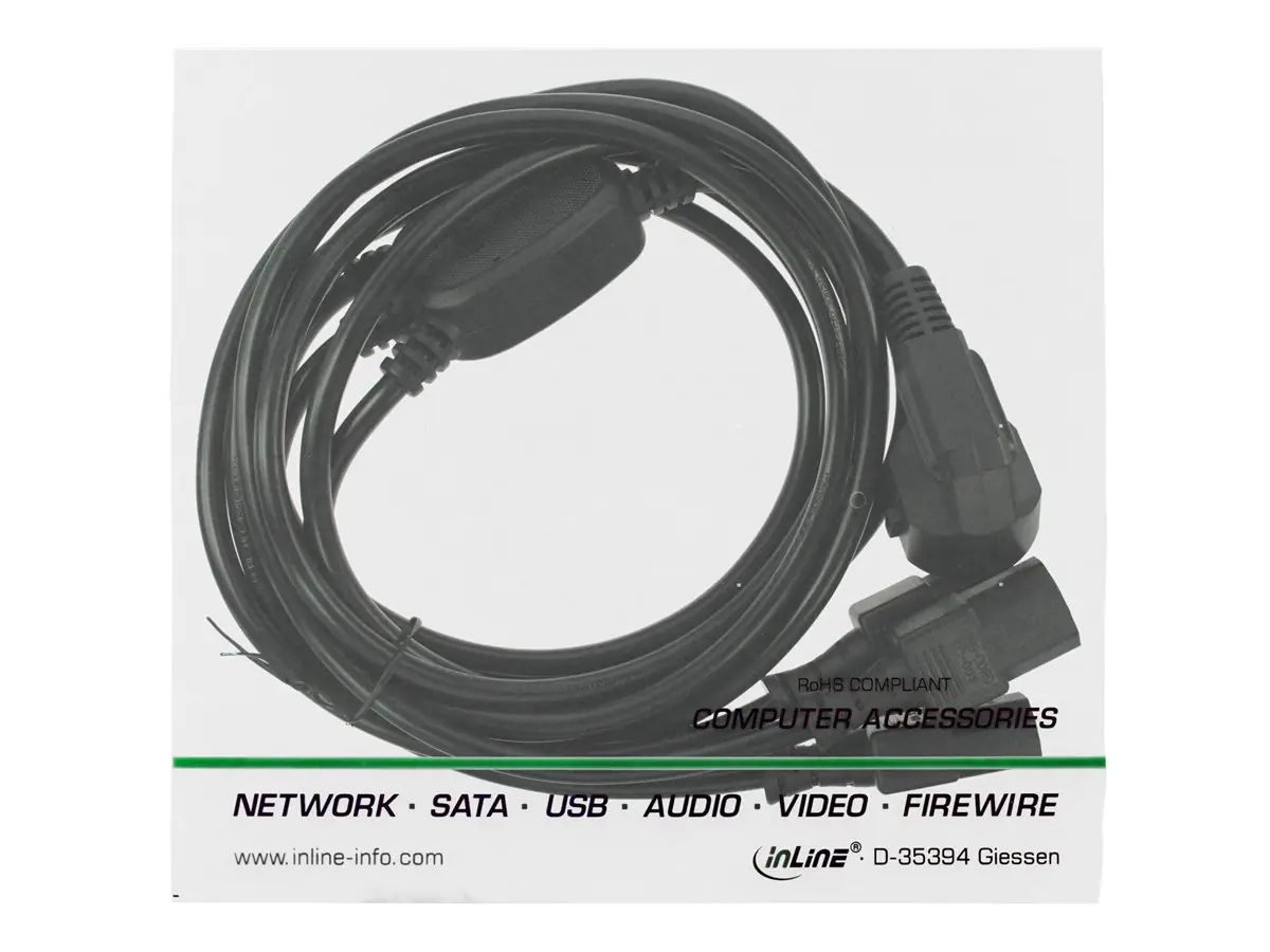 InLine - Stromkabel - CEE 7/7 bis IEC 60320 C13 - 1 m - Schwarz
