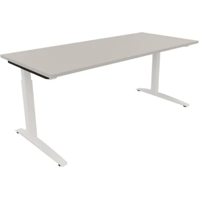 Schreibtisch Kufe Einzels. Quadrat B1800xT800xH650-850 ws/Akazie hell