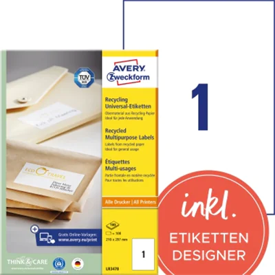 Avery Zweckform Universaletikett Recycling LR3478 100 St./Pack.