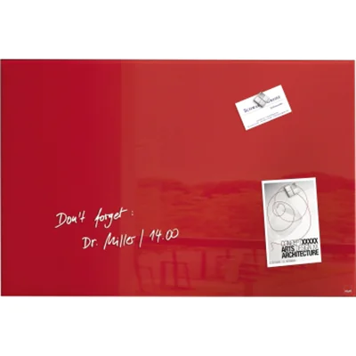 SIGEL Glasboard Artverum 120 x 90 x 1,8 cm (B x H x T) Tafel magnethaftend inkl. 2 extra starke SuperDym-Magnete Sicherheitsglas rot