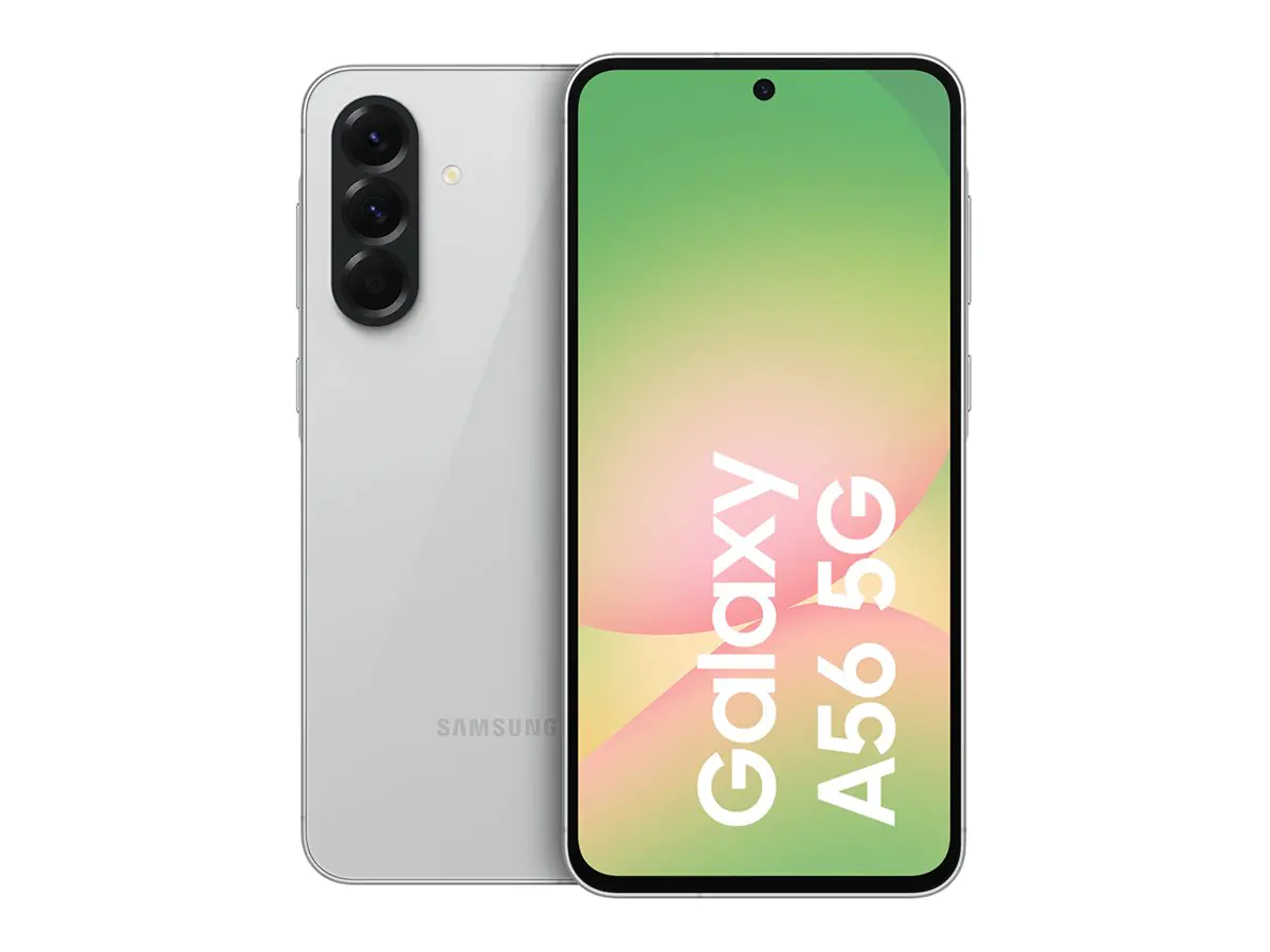 Samsung Galaxy A56 - 5G Smartphone - Dual-SIM - RAM 8 GB / Interner Speicher 256 GB - OLED-Display - 6.7" - 2340 x 1080 Pixel (120 Hz) - Triple-Kamera 50 MP, 12 MP, 5 MP - front camera 12 MP - Telekom - tolle hellgraue Farbe