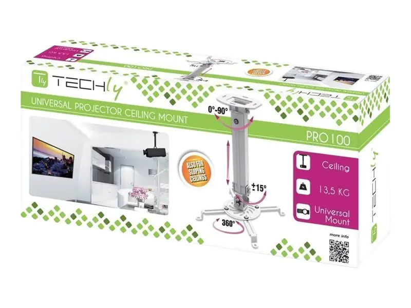 TECHly - Klammer - für Projektor - Aluminium, Stahl - Silber - Deckenmontage