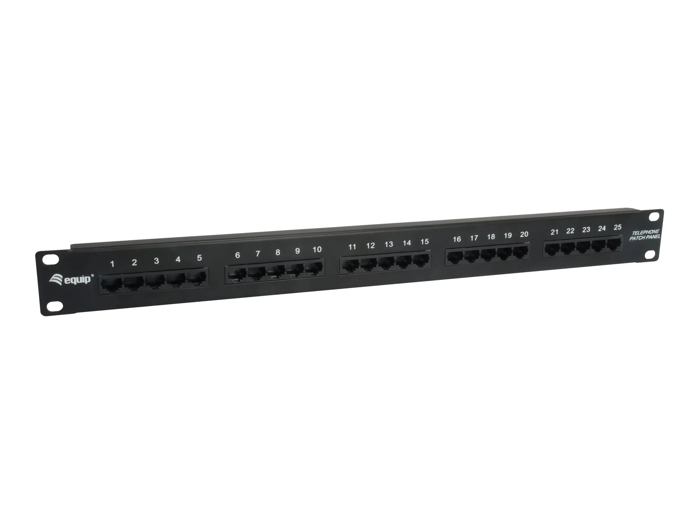 equip Pro ISDN - Patch Panel - CAT 3 - RJ-45 X 25 - Schwarz - 1U - 48.3 cm (19")